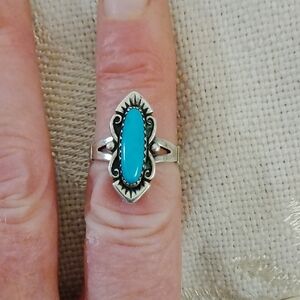 Turquoise Silver Blue Marked Ring 6